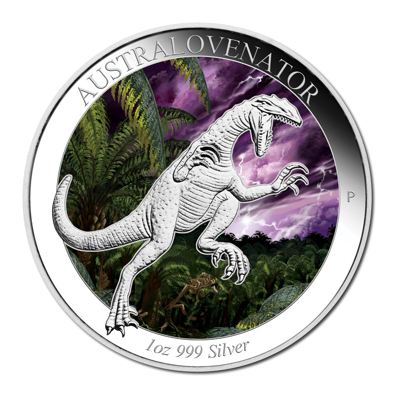 2014 Australian Dinosaurs - Australovenator 1oz Silver Coloured Proof