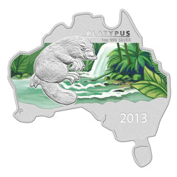 2013 Australian Map Shaped Platypus 1oz Silver Coin