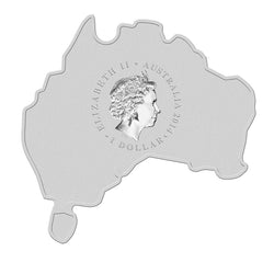 2014 Australian Map Shaped Salt Water Crocodile 1oz Silver Coin