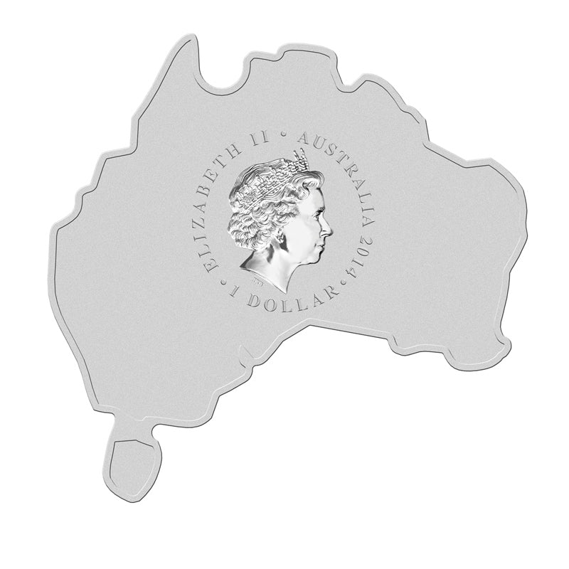 2014 Australian Map Shaped Koala 1oz Silver Coin