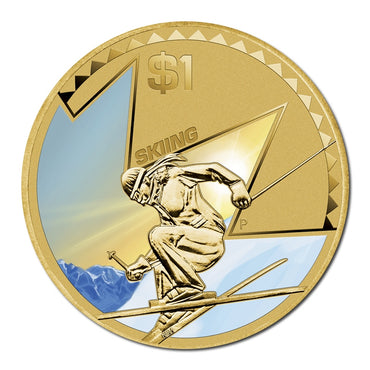 $1 2013 Young Collectors - Skiing Coloured UNC