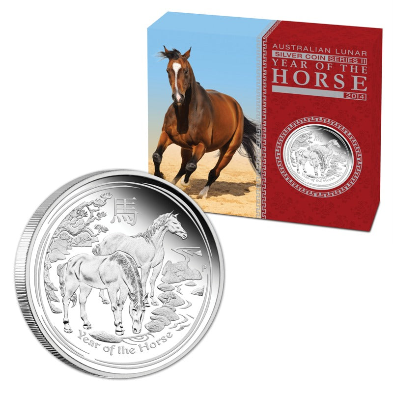 2014 Year of the Horse 1oz Silver Proof | 2014 Year of the Horse 1oz Silver Proof Reverse | 2014 Year of the Horse 1oz Silver Proof Obverse