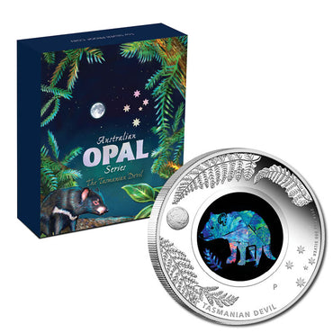 2014 Opal Series - Tasmanian Devil 1oz Silver Proof | 2014 Opal Series - Tasmanian Devil 1oz Silver Proof REVERSE | 2014 Opal Series - Tasmanian Devil 1oz Silver Proof OBVERSE