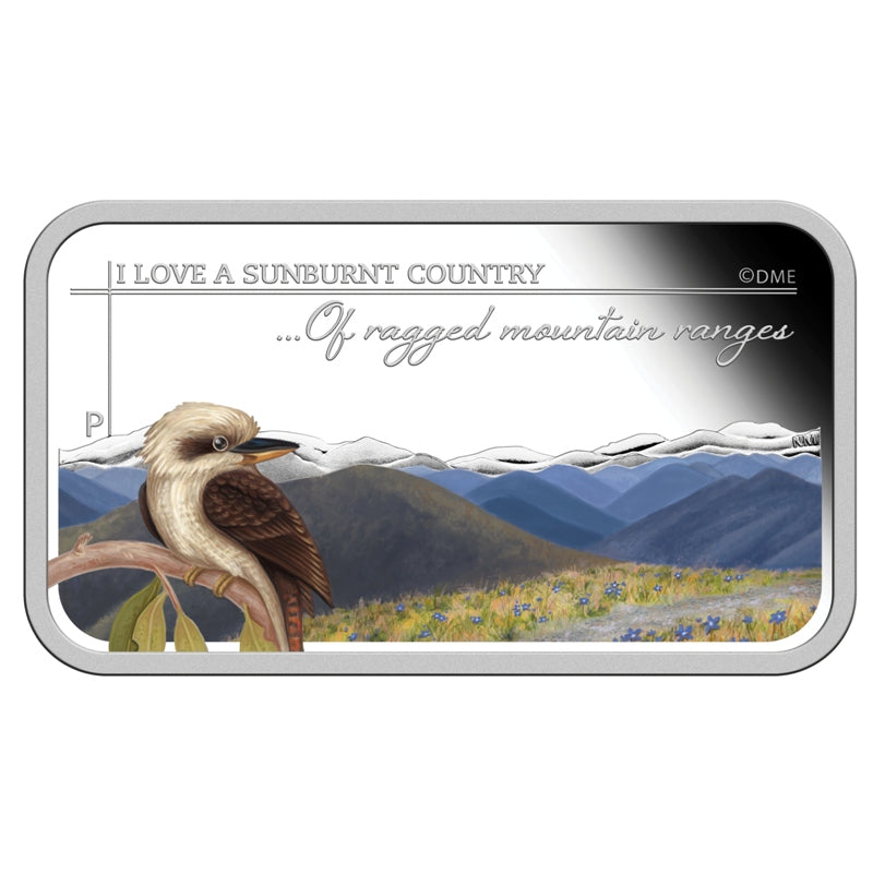 2015 Sunburnt Country - Ragged Mountain Ranges 1oz Silver Rectangle Coin