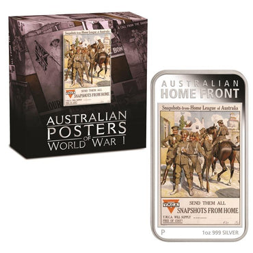 2017 Australian Posters of WWI - Home League 1oz Silver | 2017 Australian Posters of WWI - Home League 1oz Silver case | 2017 Australian Posters of WWI - Home League 1oz Silver obverse