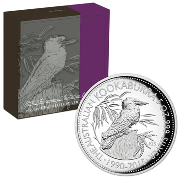 2015 25th Anniversary Kookaburra 5oz Silver Proof High Relief