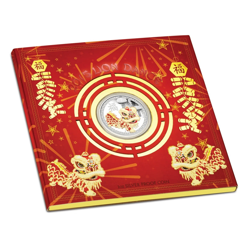 2015 Chinese Lion Dance 1oz Silver Coloured Proof