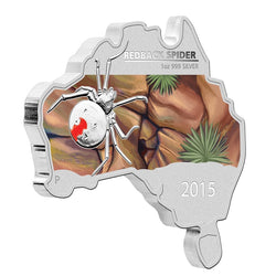 2015 Australian Map Shaped Red Back Spider 1oz Silver Coin