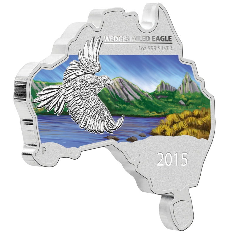 2015 Australian Map Shaped Wedge-Tailed Eagle 1oz Silver Coin