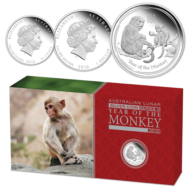 2016 Year of Monkey 3 Coin Silver Proof Set