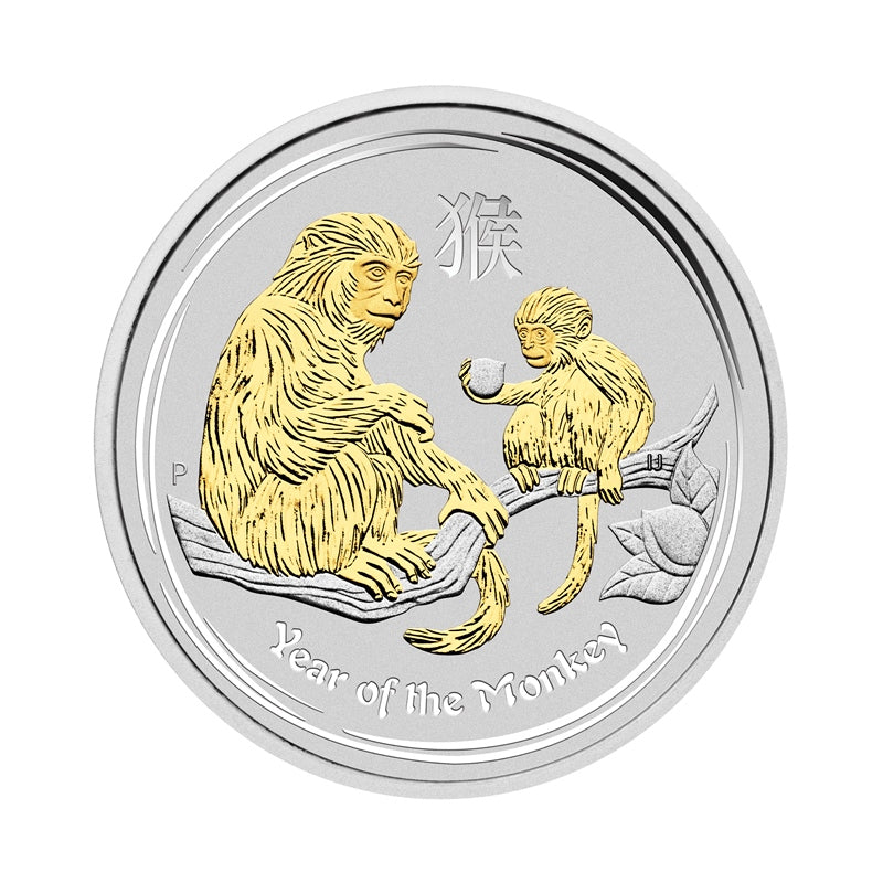 2016 Year of the Monkey Gilded 1oz Silver