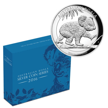 2016 Australian Koala 1oz Silver Proof High Relief | 2016 Australian Koala 1oz Silver Proof High Relief reverse | 2016 Australian Koala 1oz Silver Proof High Relief case