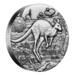 2016 Australian Kangaroo 2oz Silver Antiqued High Relief