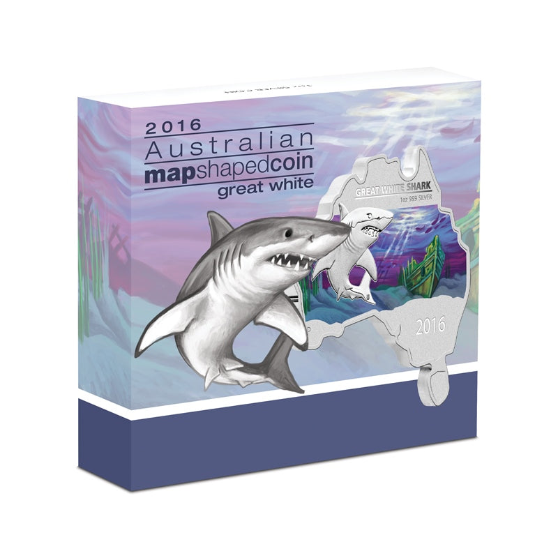 2016 Australian Map Shaped Shark 1oz Silver