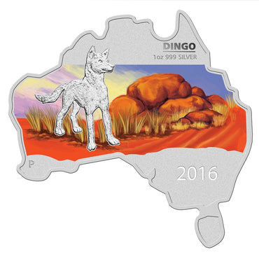 2016 Australian Map Shaped Dingo 1oz Silver