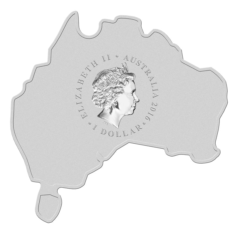 2016 Australian Map Shaped Dingo 1oz Silver Coin