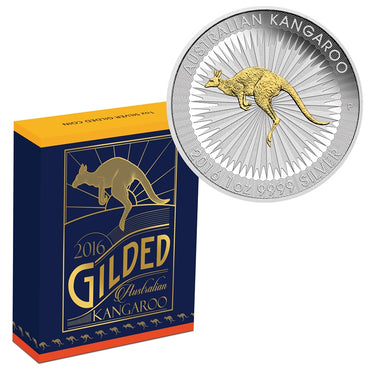 2016 Australian Kangaroo 1oz Silver Gilded Edition