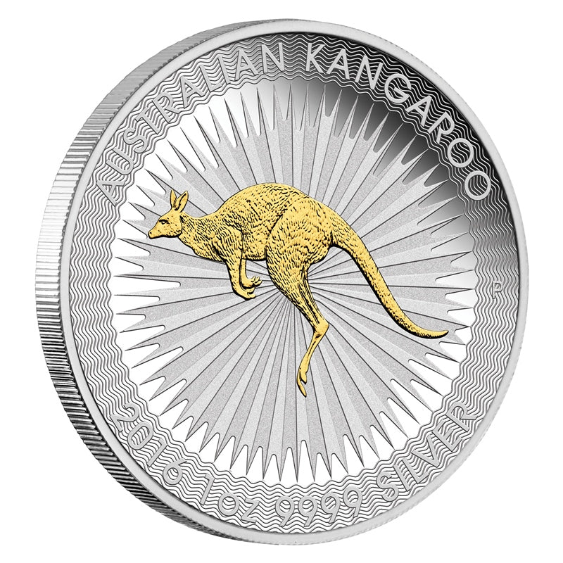 2016 Australian Kangaroo 1oz Silver Gilded Edition