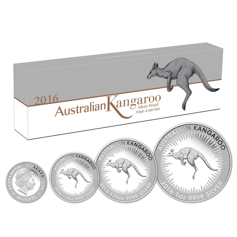 2016 Kangaroo 4 Coin Silver Set | 2016 Kangaroo 4 Coin Silver Set CASE | 2016 Kangaroo 4 Coin Silver Set 1oz REVERSE