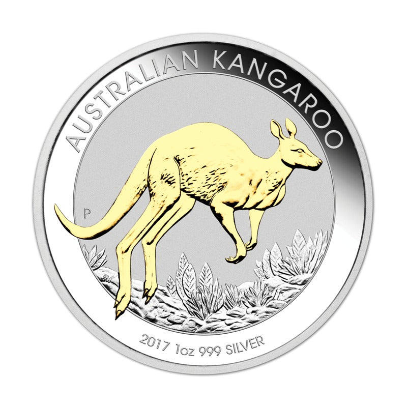 2017 Australian Kangaroo 1oz Silver Gilded Edition