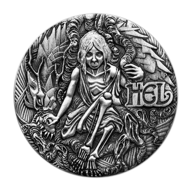 2017 Norse Goddesses – Hel 2oz Silver High Relief Antiqued Coin