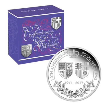 2017 70th Anniversary of the Royal Wedding 1oz Silver Proof | 2017 70th Anniversary of the Royal Wedding 1oz Silver Proof reverse | 2017 70th Anniversary of the Royal Wedding 1oz Silver Proof case | 2017 70th Anniversary of the Royal Wedding 1oz Silver Proof obverse