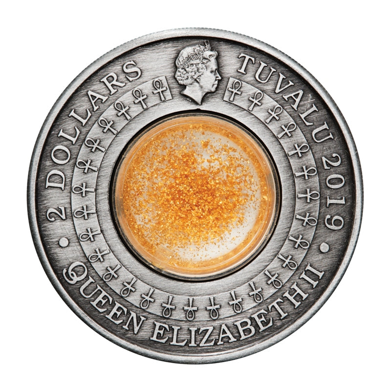 2019 Golden Treasures of Ancient Egypt 2oz Silver Antiqued Coin