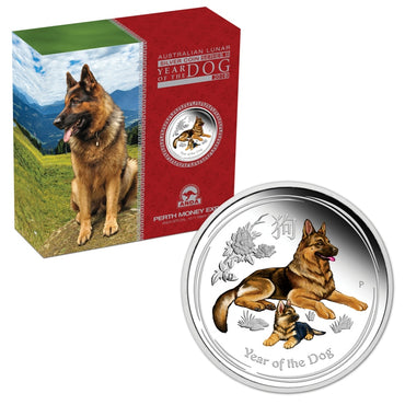 2018 Year of the Dog Coloured 2oz Silver Proof ANDA Show Special | 2018 Year of the Dog Coloured 2oz Silver Proof ANDA Show Special REVERSE | 2018 Year of the Dog Coloured 2oz Silver Proof ANDA Show Special OBVERSE