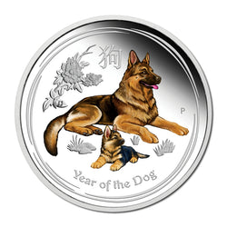 2018 Year of the Dog Coloured 1oz Silver Proof