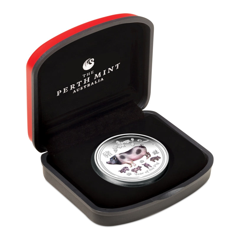 2019 Year of the Pig 1oz Silver Coloured Proof