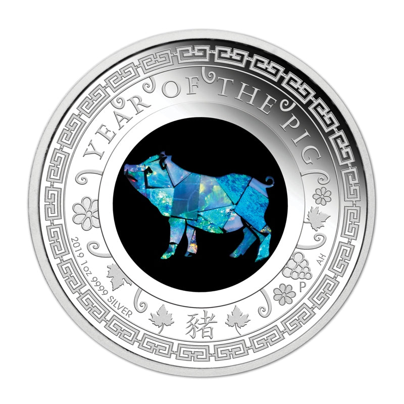 2019 Australian Opal Lunar Pig 1oz Silver Proof