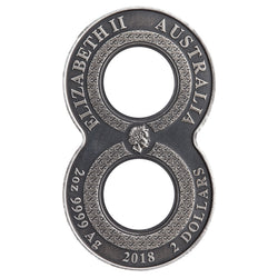 2018 Figure Eight Dragon 2oz Silver Antiqued Coin