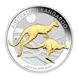 2018 Australian Kangaroo 1oz Silver Gilded Edition