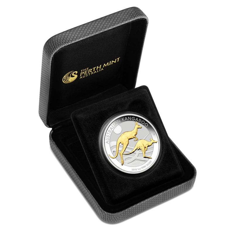 2018 Australian Kangaroo 1oz Silver Gilded Edition