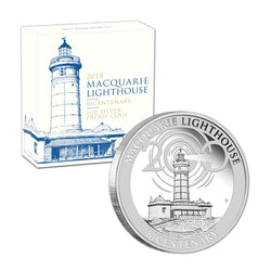 2018 Macquarie Lighthouse Bicentenary 1oz Silver Proof | 2018 Macquarie Lighthouse Bicentenary 1oz Silver Proof REVERSE | 2018 Macquarie Lighthouse Bicentenary 1oz Silver Proof CASE