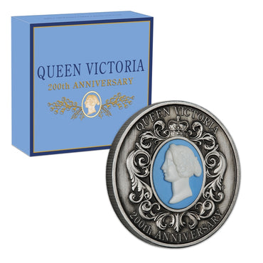2019 Queen Victoria 200th Anniversary 2oz Silver Cameo | 2019 Queen Victoria 200th Anniversary 2oz Silver Cameo REVERSE | 2019 Queen Victoria 200th Anniversary 2oz Silver Cameo OBVERSE | 2019 Queen Victoria 200th Anniversary 2oz Silver Cameo CASE