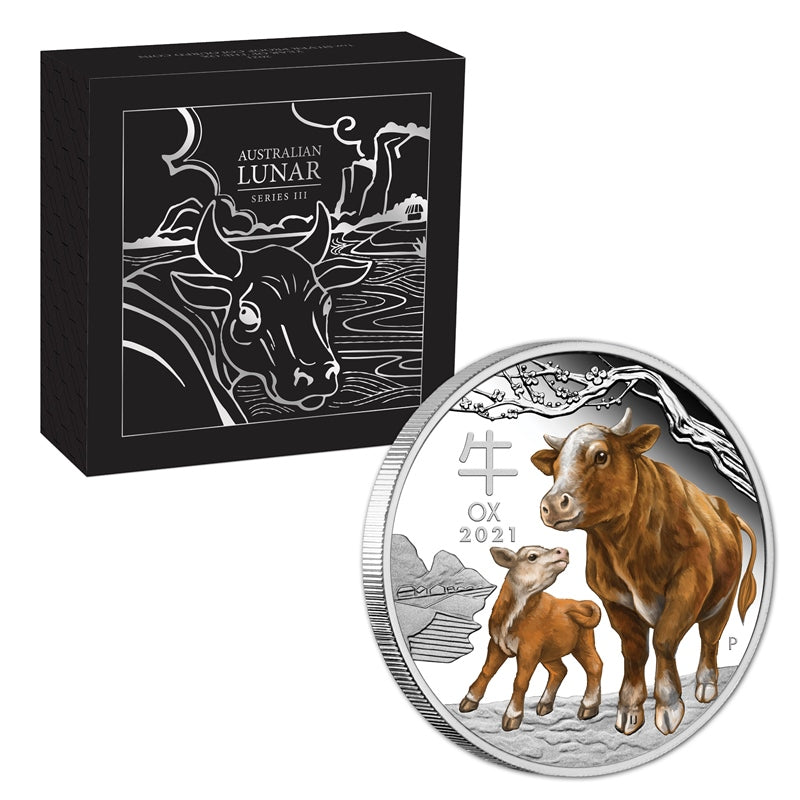 2021 Year of the Ox Coloured 1oz Silver Proof