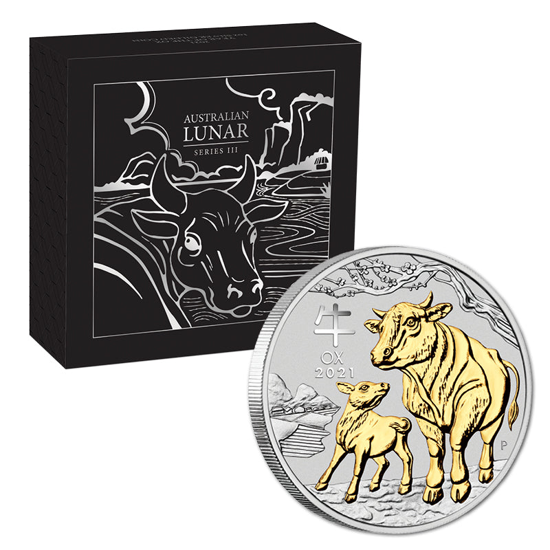 2021 Year of the Ox Gilded 1oz Silver