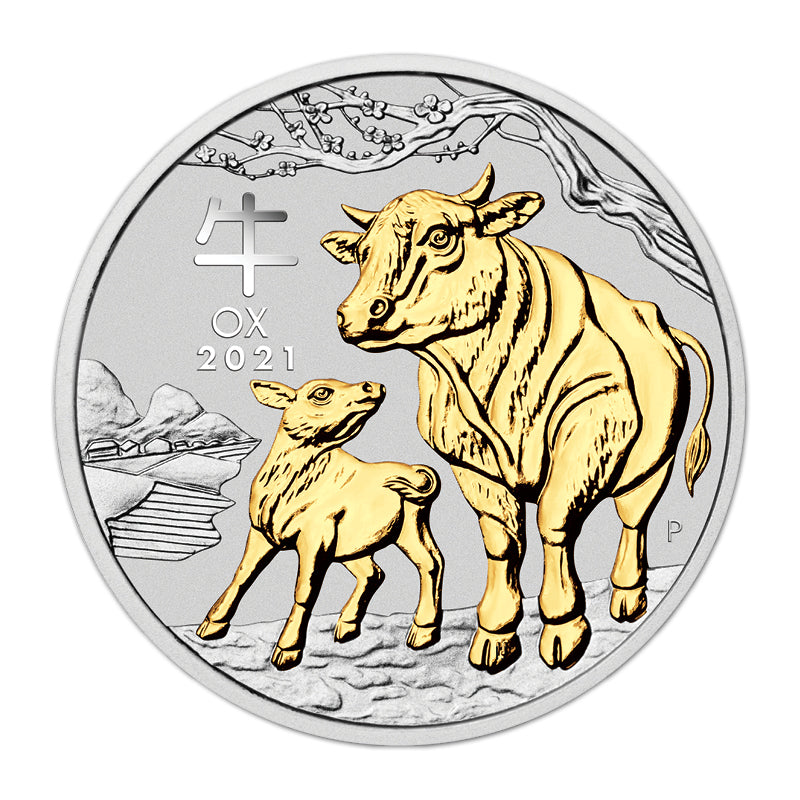2021 Year of the Ox Gilded 1oz Silver