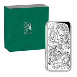 2020 Dragon Rectangular 1oz Silver Proof | 2020 Dragon Rectangular 1oz Silver Proof REVERSE | 2020 Dragon Rectangular 1oz Silver Proof OBVERSE