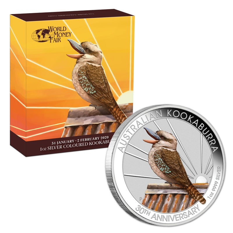 2020 World Money Fair Kookaburra 1oz Coloured Silver | 2020 World Money Fair Kookaburra 1oz Coloured Silver | 2020 World Money Fair Kookaburra 1oz Coloured Silver