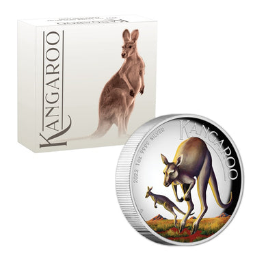 2022 Kangaroo 1oz Silver Colour High Relief