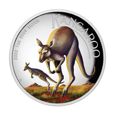 2022 Kangaroo 1oz Silver Colour High Relief