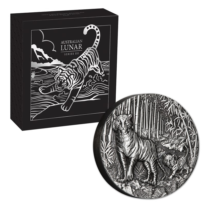 2022 Year of the Tiger 2oz Silver Antiqued