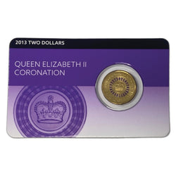 $2 2013 QEII Coronation 60th Anniversary Coloured UNC - Purple Card