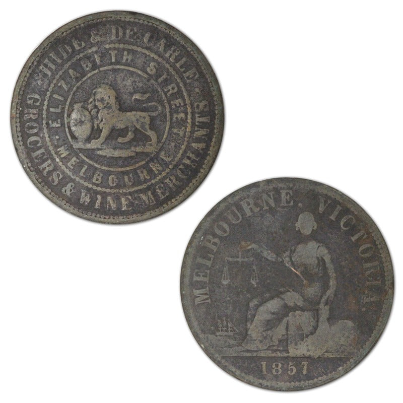 Australia 1857 Hide & De Carle Penny Token A.227