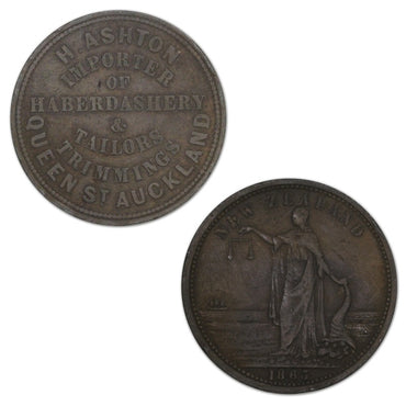 New Zealand 1863 H.Ashton Penny Token A.22