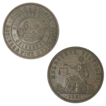 Australia 1857 Hide & De Carle Penny Token A.230