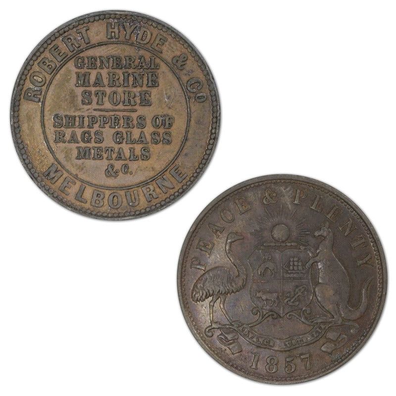 Australia 1857 Robert Hyde & Co. Penny Token A.280