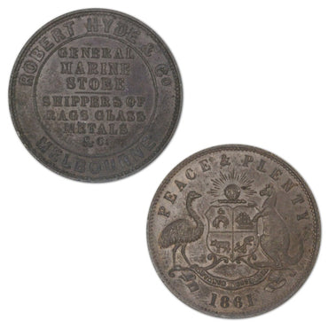 Australia 1861 Robert Hyde & Co. Penny Token A.284